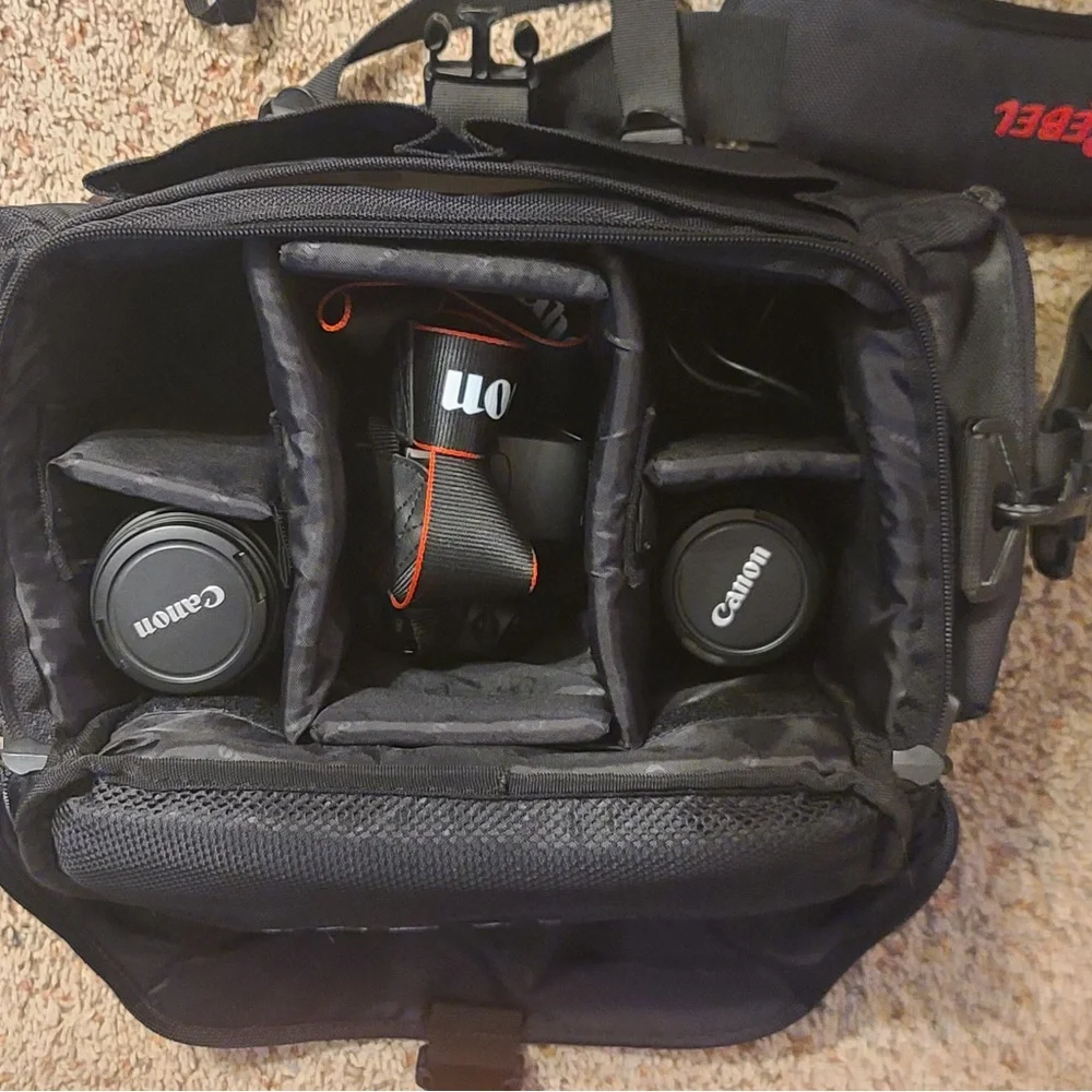 Canon Rebel T3 Camera with Lenses and Case